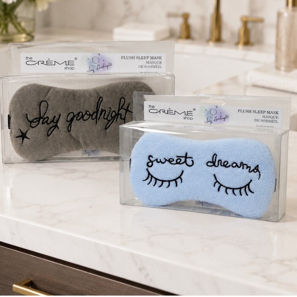 The Creme Shop Plush Sleep Eye Masks Set of 2 Say Goodnight Sweet Dreams NIP